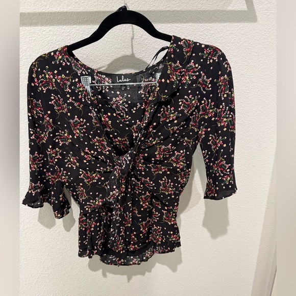 Lulu's Carnation Crush Black Print Floral 2 piece dress - Picture 2 of 7